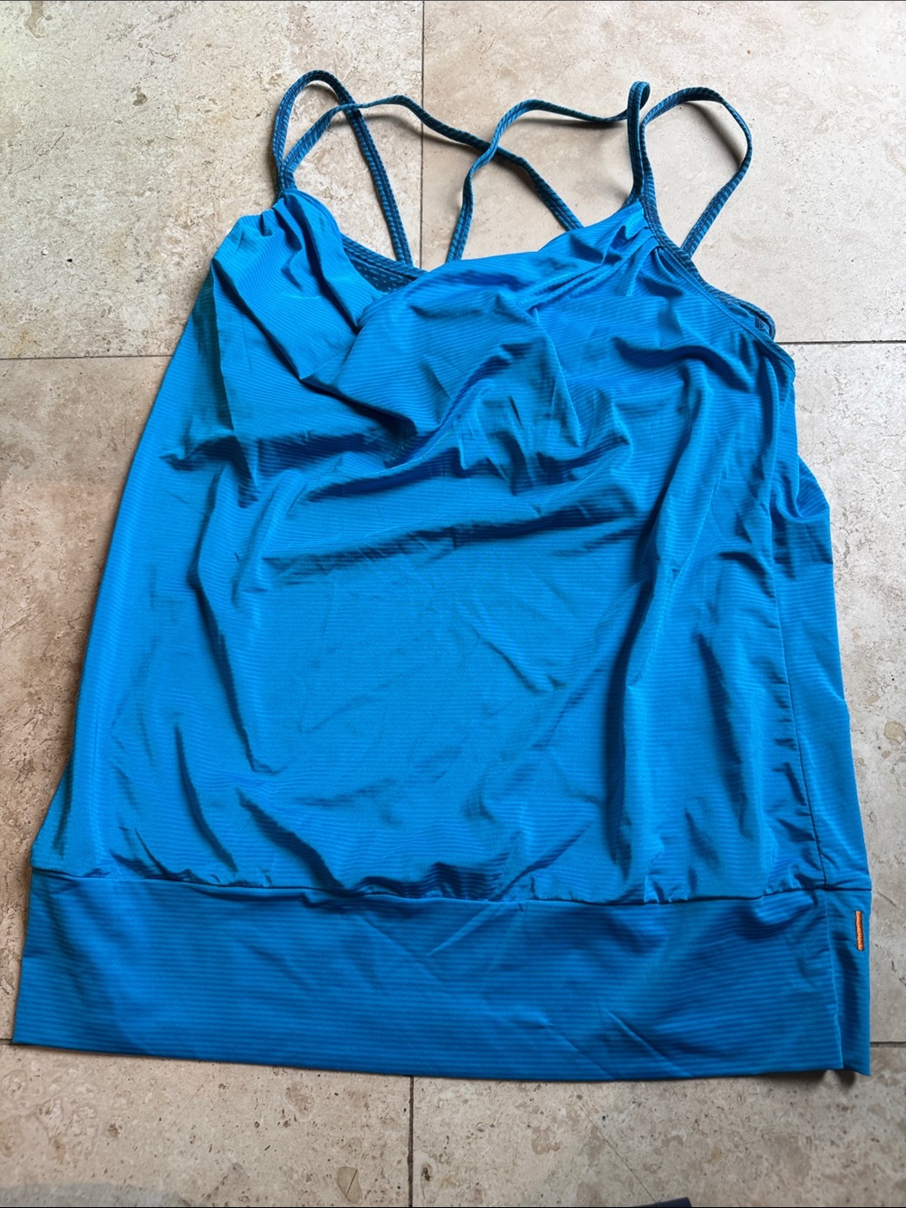 Lucy Bright Blue Striped Strappy Athletic Tank